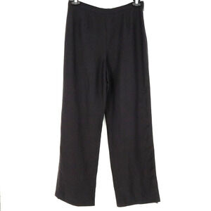 Kasper Dress Pants Womens 8 Black Linen Blend Wide Leg Lined Side Zipper Career